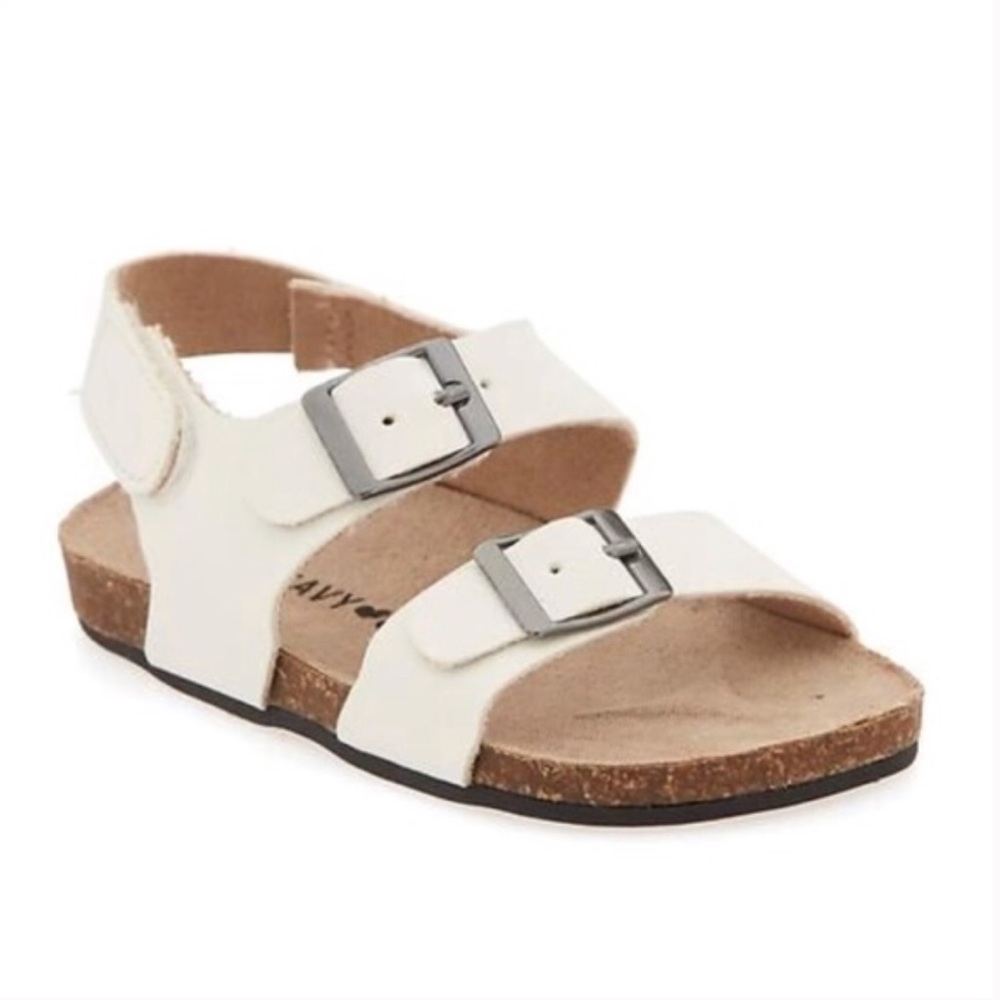 Baby Girls’ Faux-Leather Double-Buckle Sandals